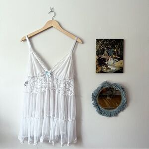 Black Fuschia White Lace Neglige Nightie